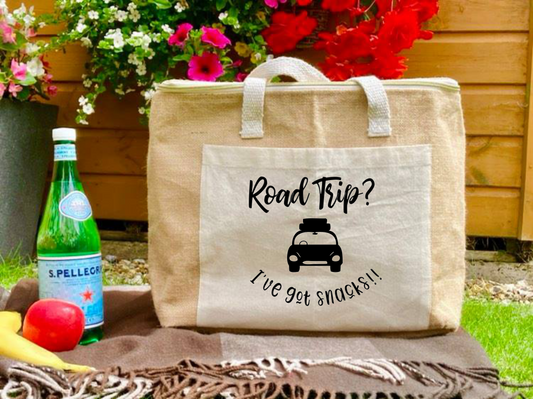 Jute Picnic Cool Bag - Road Trip Snack Bag