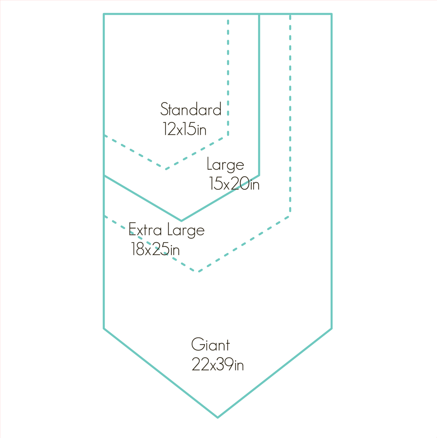 a chart to show the available sizes of canvas banners