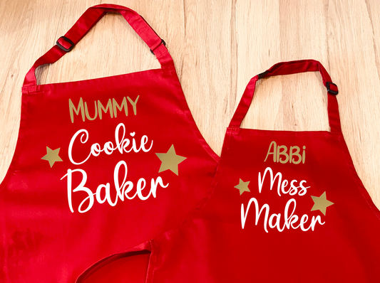 Set of 2 Aprons - Cookie Baker / Mess Maker