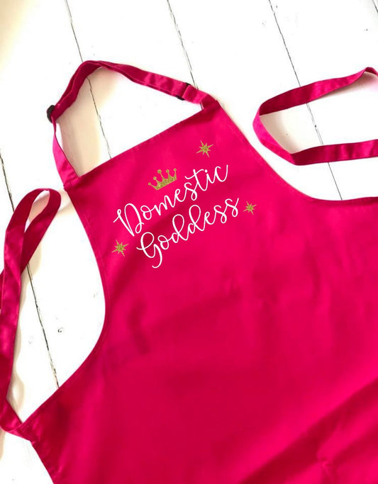 Personalised Apron, Domestic Goddess, Funny Gift for her, Custom Adult Food Kitchen Gift, wife, mum, girlfriend, gran