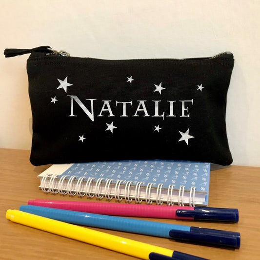 Personalised Pencil Case, teacher gift, zip pouch, back to school, college student, custom wording, childs name, stationery bag