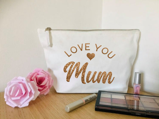 Personalised makeup bag for mum - cotton Canvas bag, zip pouch, mummy since, est date, mothers day gift, handbag organiser