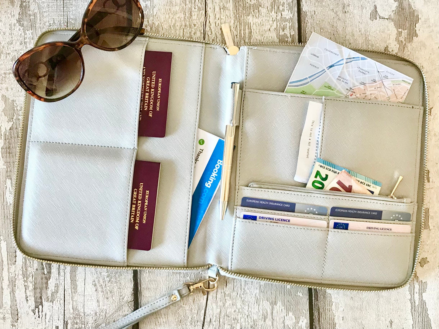 Travel document holder, family adventures, gift for couples, passport ticket folder, vegan faux leather, holiday organiser, travel wallet