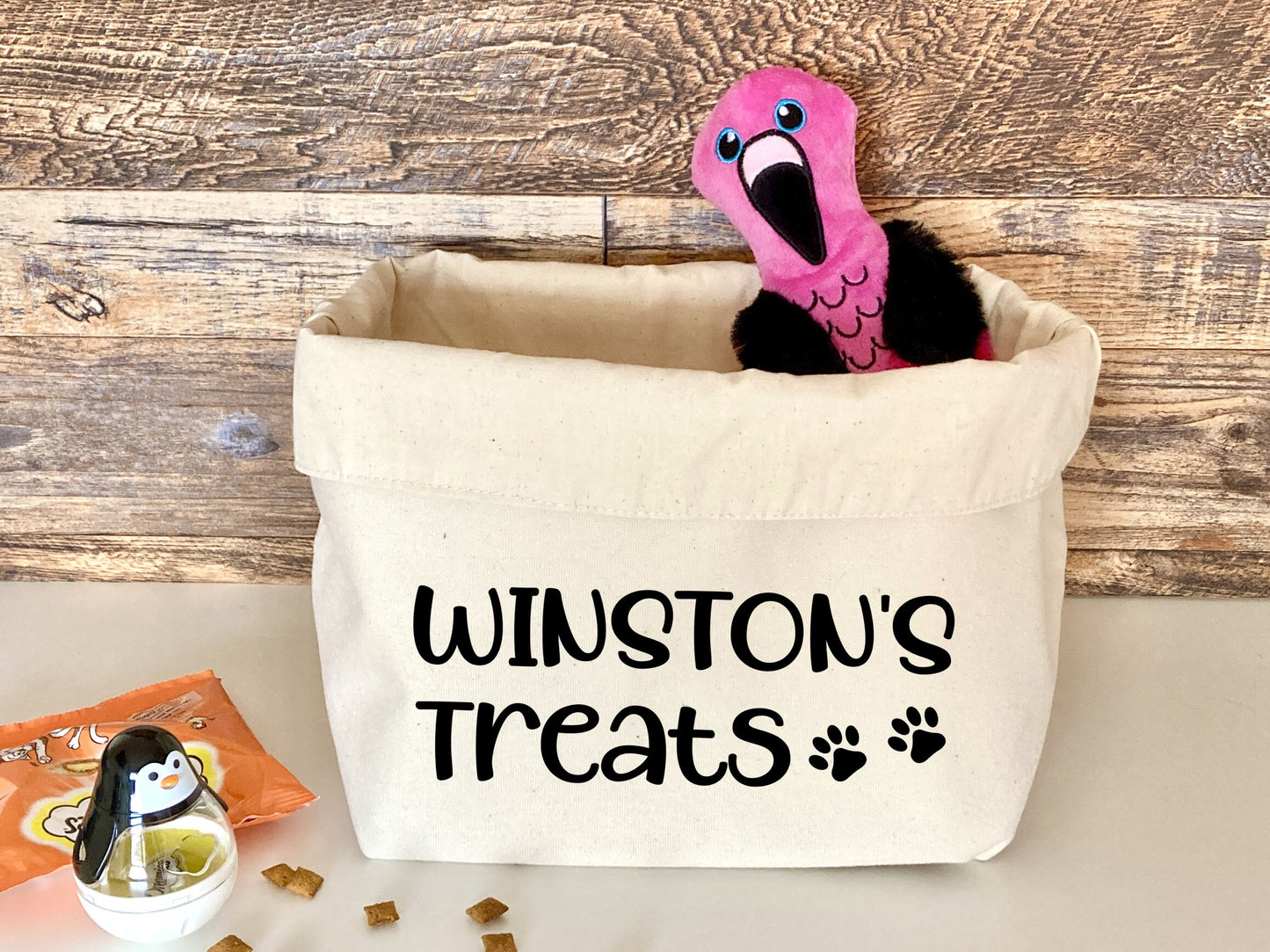 Personalised pet toy basket, canvas organiser, cat or dog treat storage, dog toy box, cat Toy Basket, new Puppy Gift, pet gift, custom pet