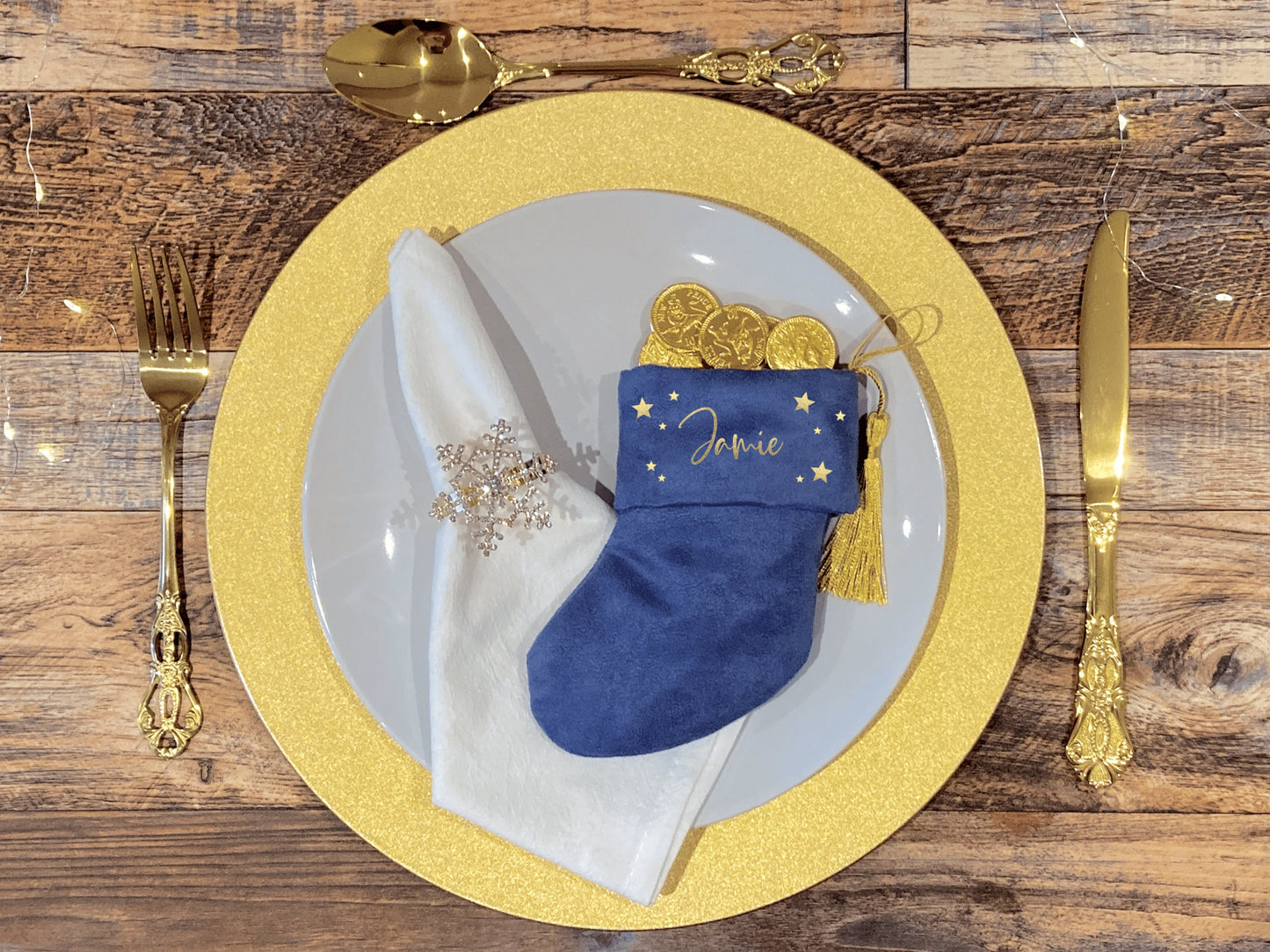 Luxury Personalised Mini Stocking, Cute Place Settings, Party Favour, Faux suede Christmas stocking, Table decoration, Pet Stocking