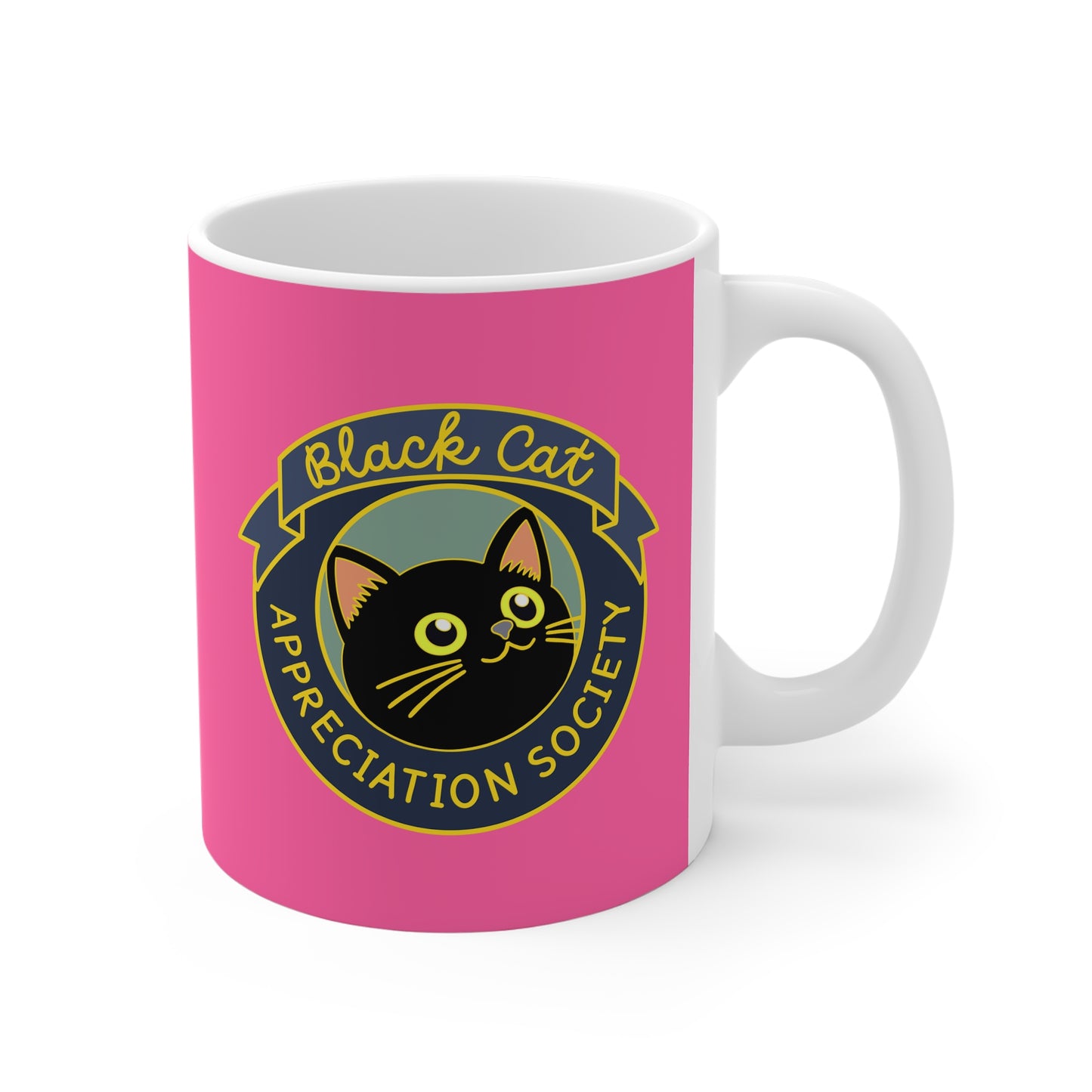 Black Cat Appreciation Society Mug | Pink Coffee Cup