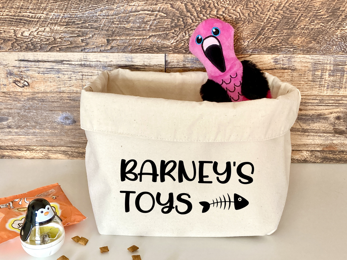 Personalised pet toy basket