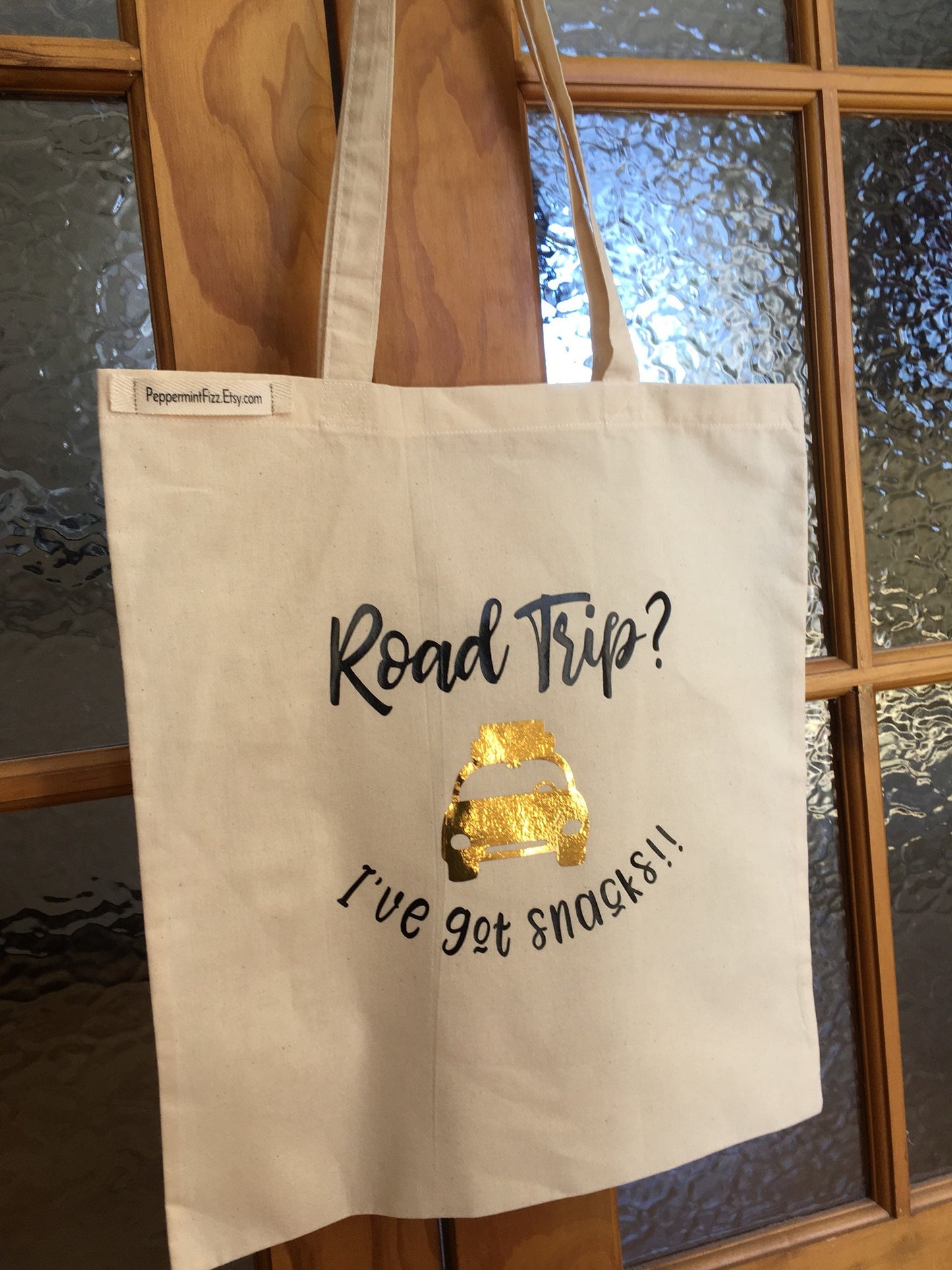 Tote Bag, Road Trip with Snacks, Snackage, Humour, Reusable Cotton Canvas shopping shopper bag, travel, gift