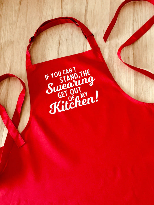 If you can't stand the swearing, get out of my kitchen - funny Gift for him - black or red apron - gordon ramsay - swear rude, head chef
