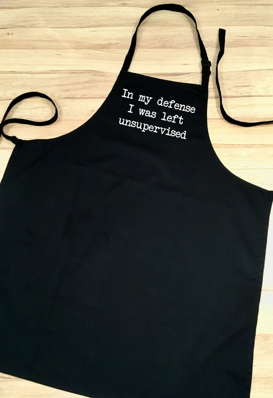 Funny Apron Gift for uni student or child, new home, moving out, unsupervised apron, no supervision, cooking or craft, student life