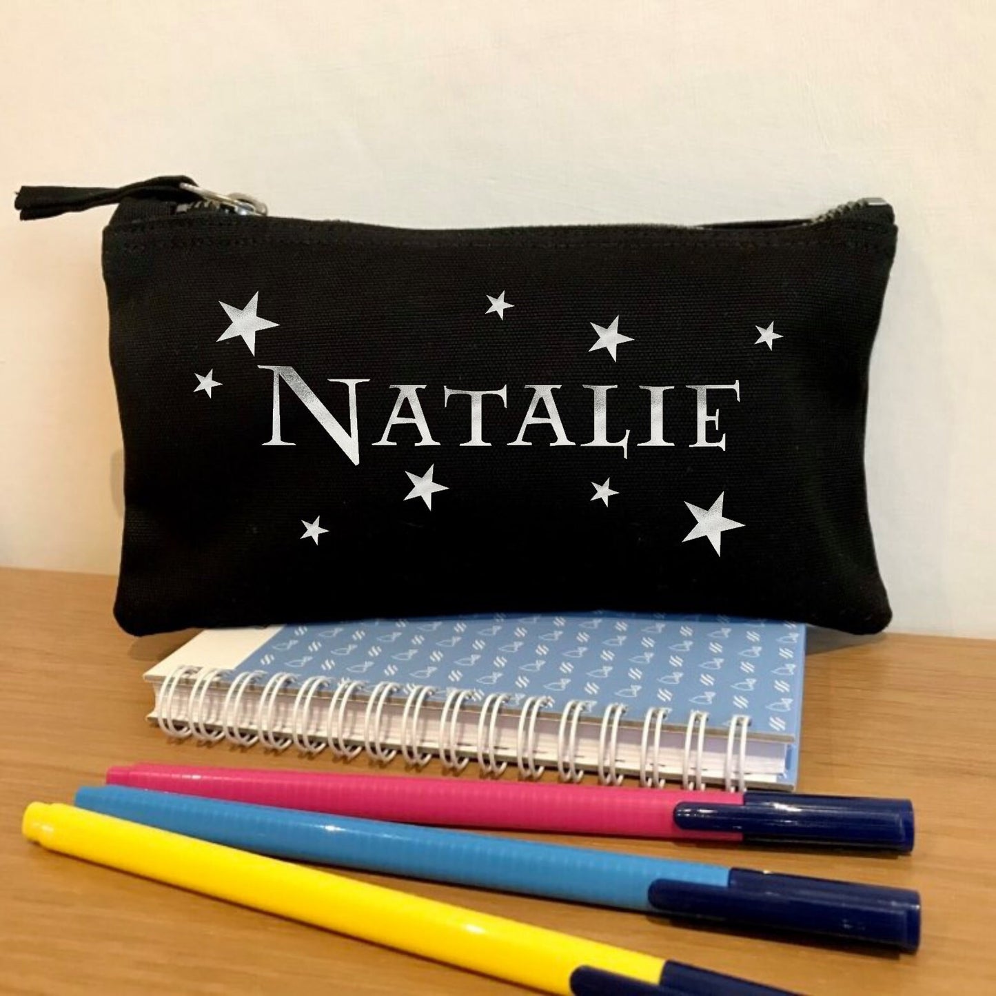 Personalised Pencil Case, teacher gift, zip pouch, back to school, college student, custom wording, childs name, stationery bag