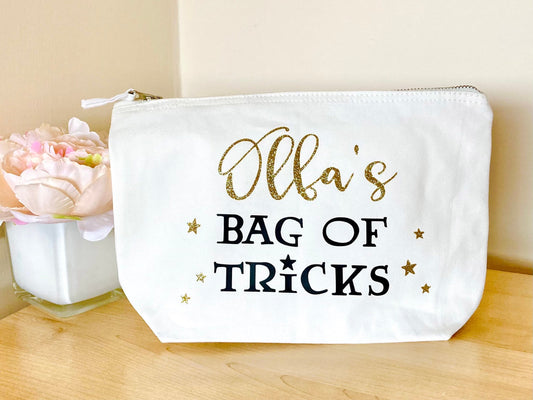 Bag of Tricks - Personalised with name - Canvas bag, mums day out kit, zip pouch, emergency bag
