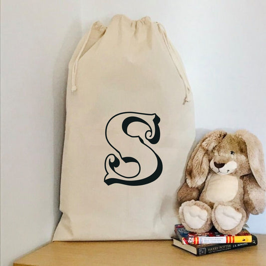 Circus Style, Drawstring Cotton Canvas Bag, Toy Storage, Personalised Sack, Santa Sack, Custom Name, Gift Bag, Child’s Bedroom, christmas
