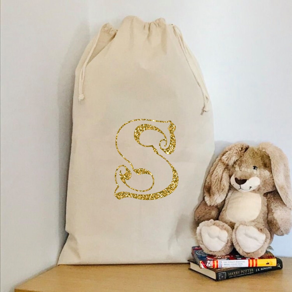 Circus Style, Drawstring Cotton Canvas Bag, Toy Storage, Personalised Sack, Santa Sack, Custom Name, Gift Bag, Child’s Bedroom, christmas