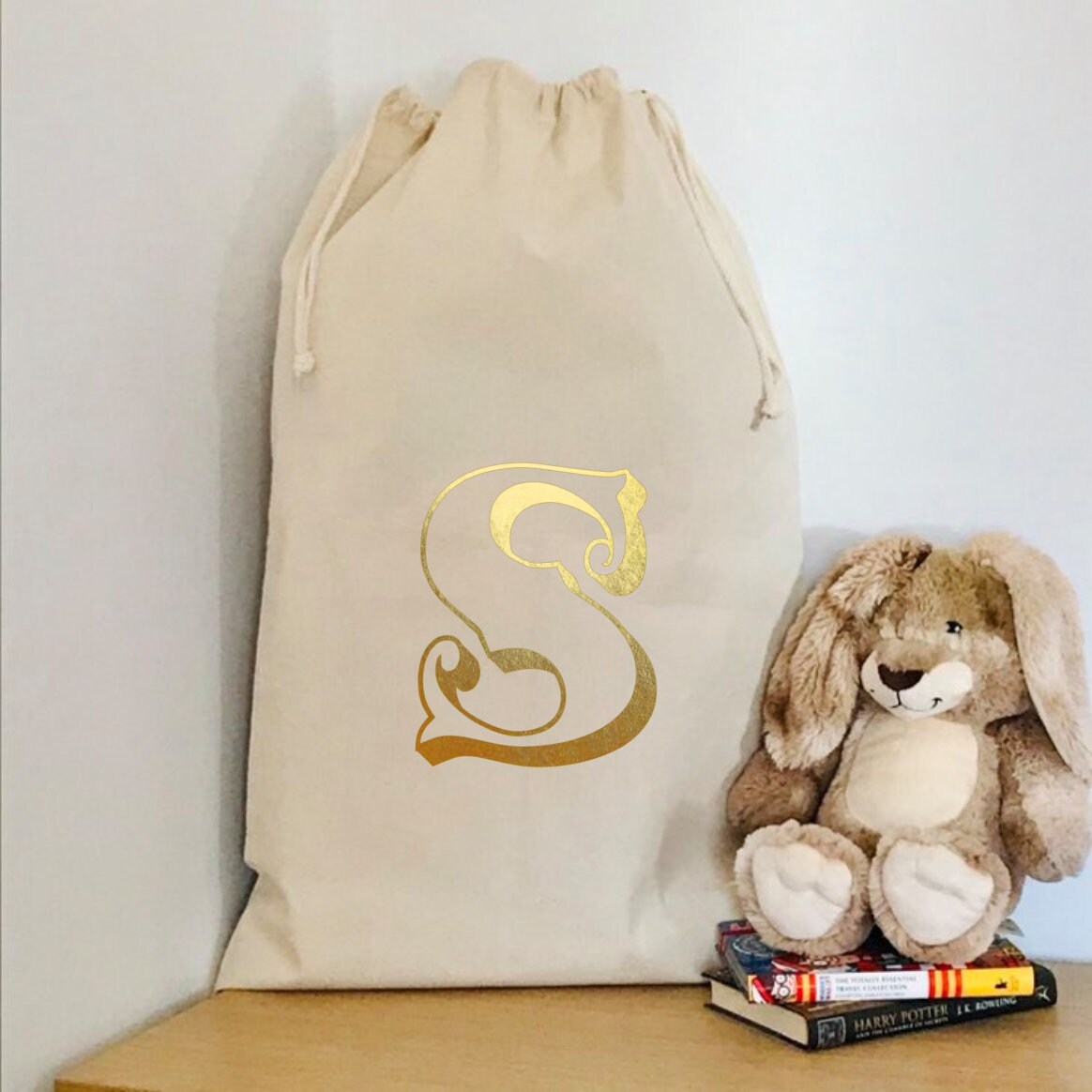 Circus Style, Drawstring Cotton Canvas Bag, Toy Storage, Personalised Sack, Santa Sack, Custom Name, Gift Bag, Child’s Bedroom, christmas