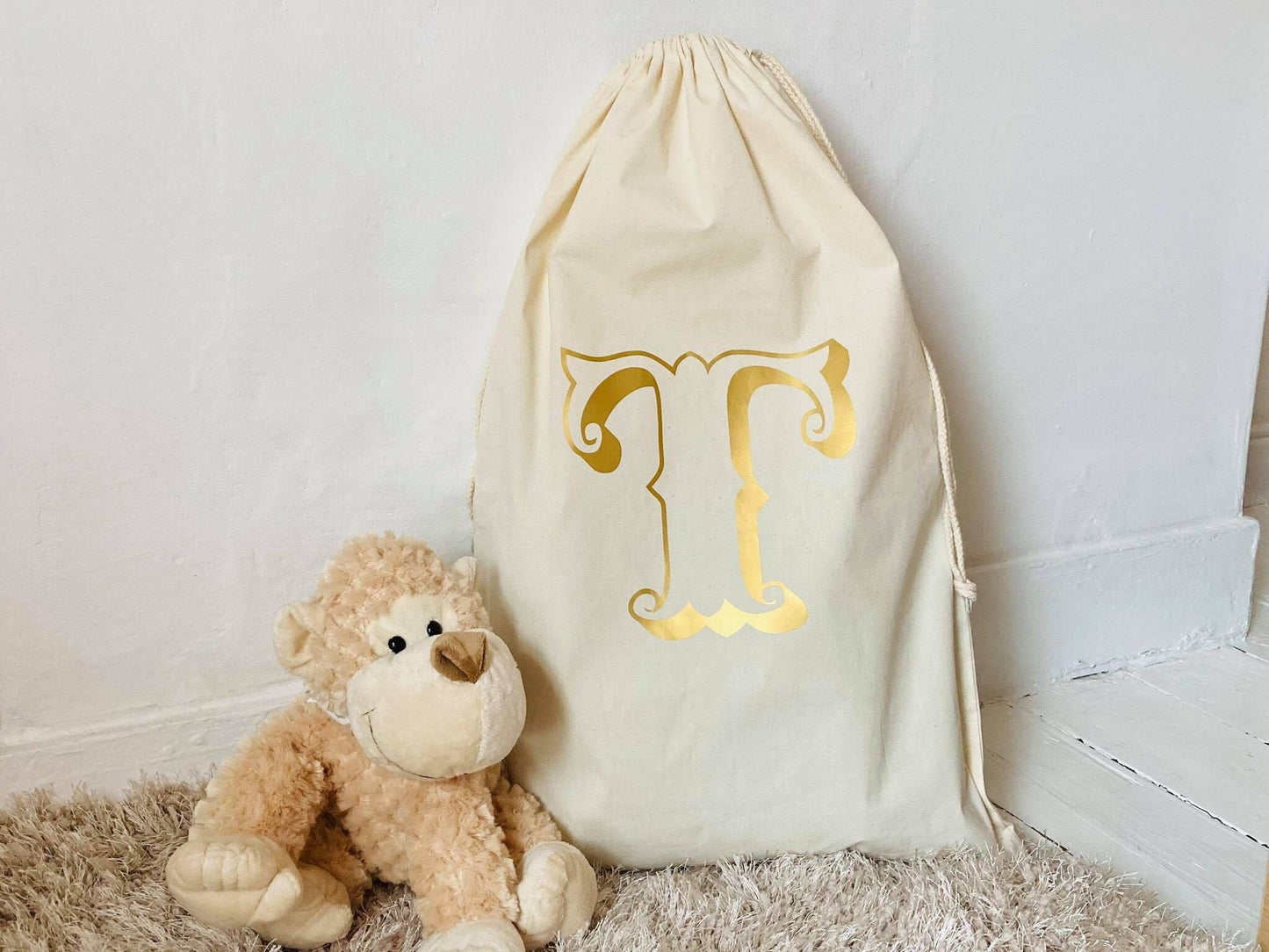 Circus Style, Drawstring Cotton Canvas Bag, Toy Storage, Personalised Sack, Santa Sack, Custom Name, Gift Bag, Child’s Bedroom, christmas