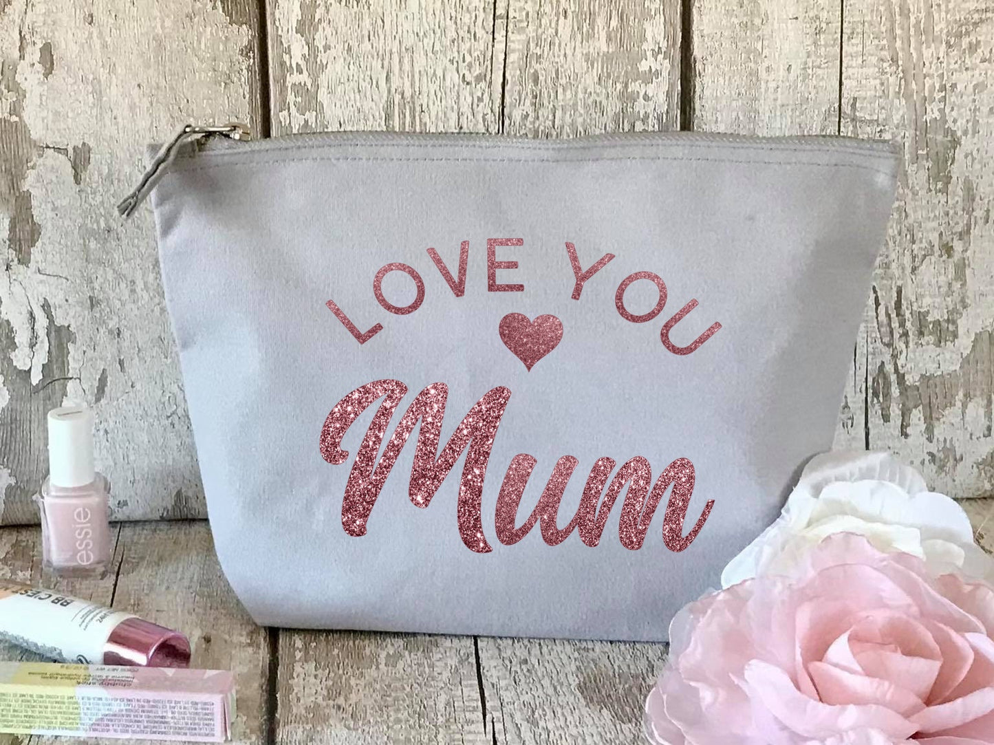 Personalised makeup bag for mum - cotton Canvas bag, zip pouch, mummy since, est date, mothers day gift, handbag organiser