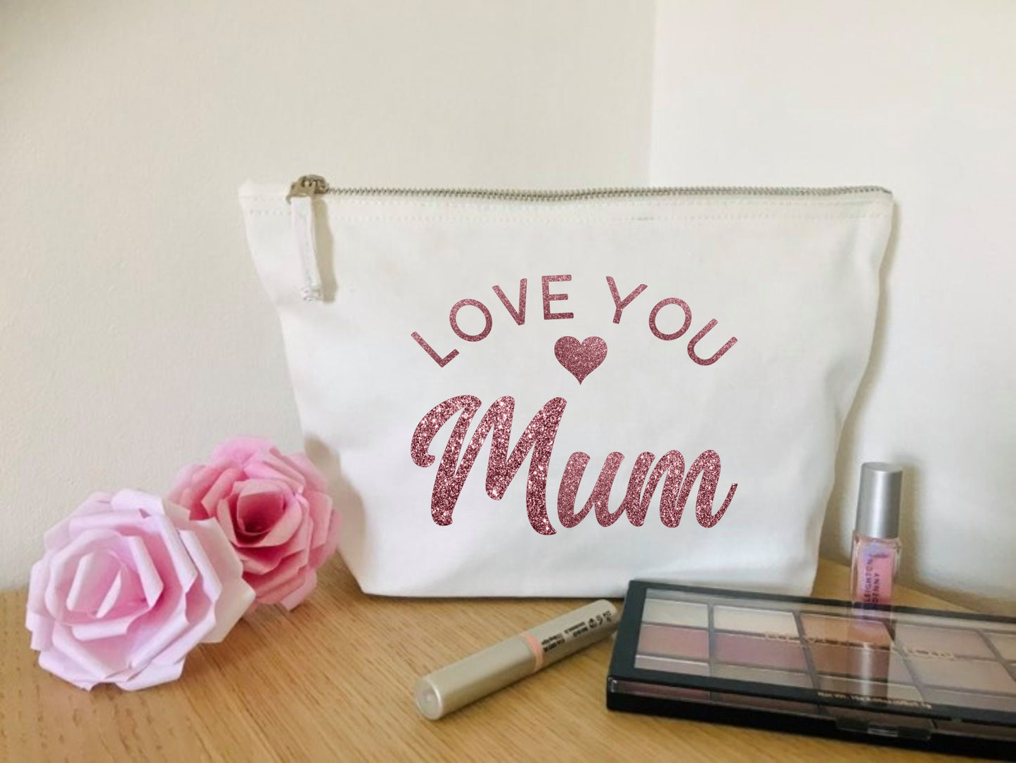 Personalised makeup bag for mum - cotton Canvas bag, zip pouch, mummy since, est date, mothers day gift, handbag organiser