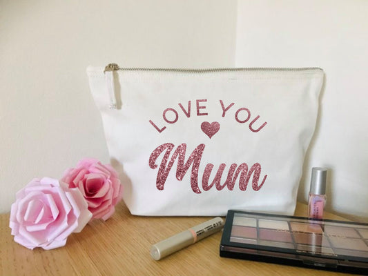 Personalised makeup bag for mum - cotton Canvas bag, zip pouch, mummy since, est date, mothers day gift, handbag organiser