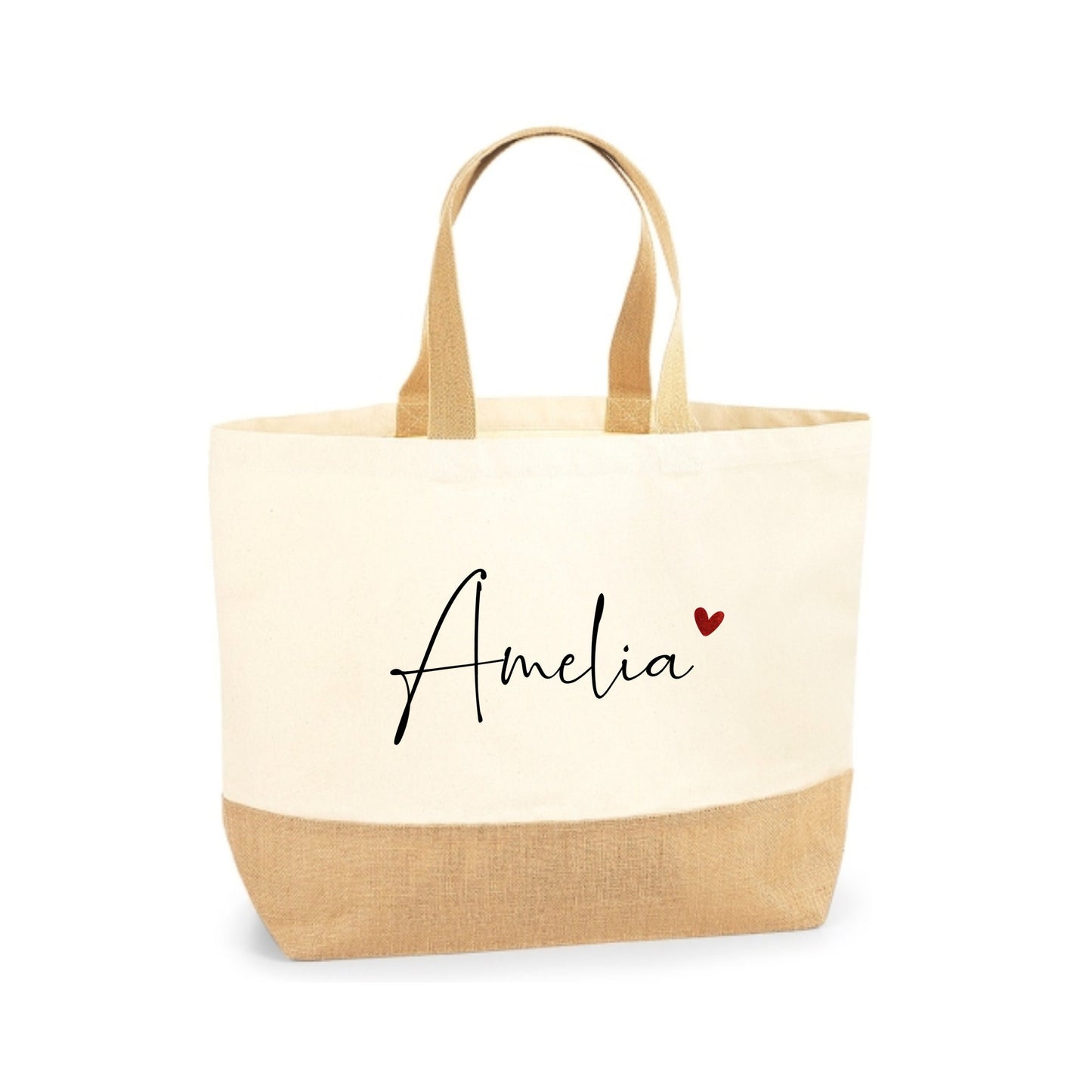 Personalised Canvas Shopper Tote Bag, Signature style name, Mothers day gift, jute canvas natural, gift for mums, beach bag, day trip