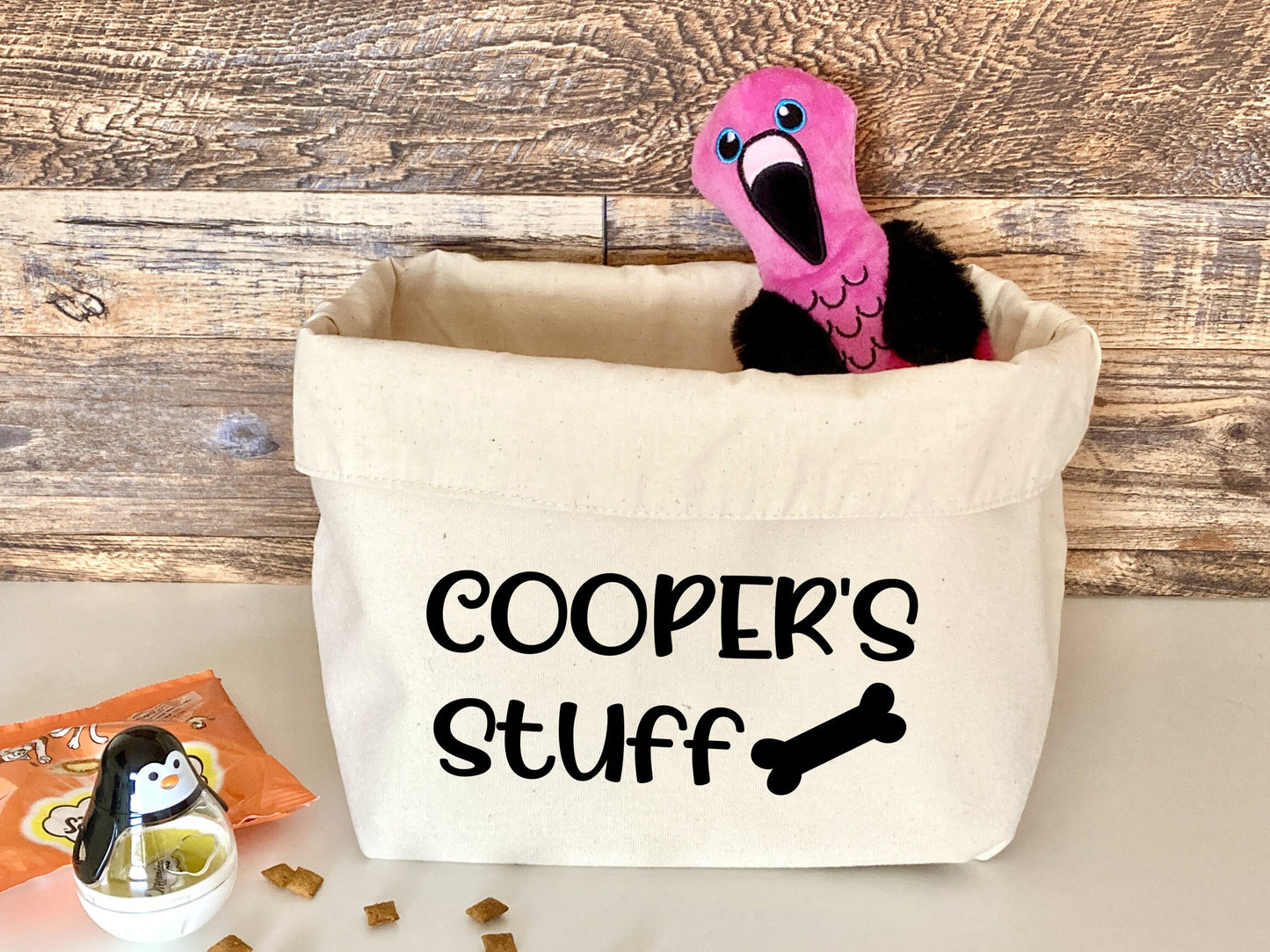 Personalised pet toy basket, canvas organiser, cat or dog treat storage, dog toy box, cat Toy Basket, new Puppy Gift, pet gift, custom pet