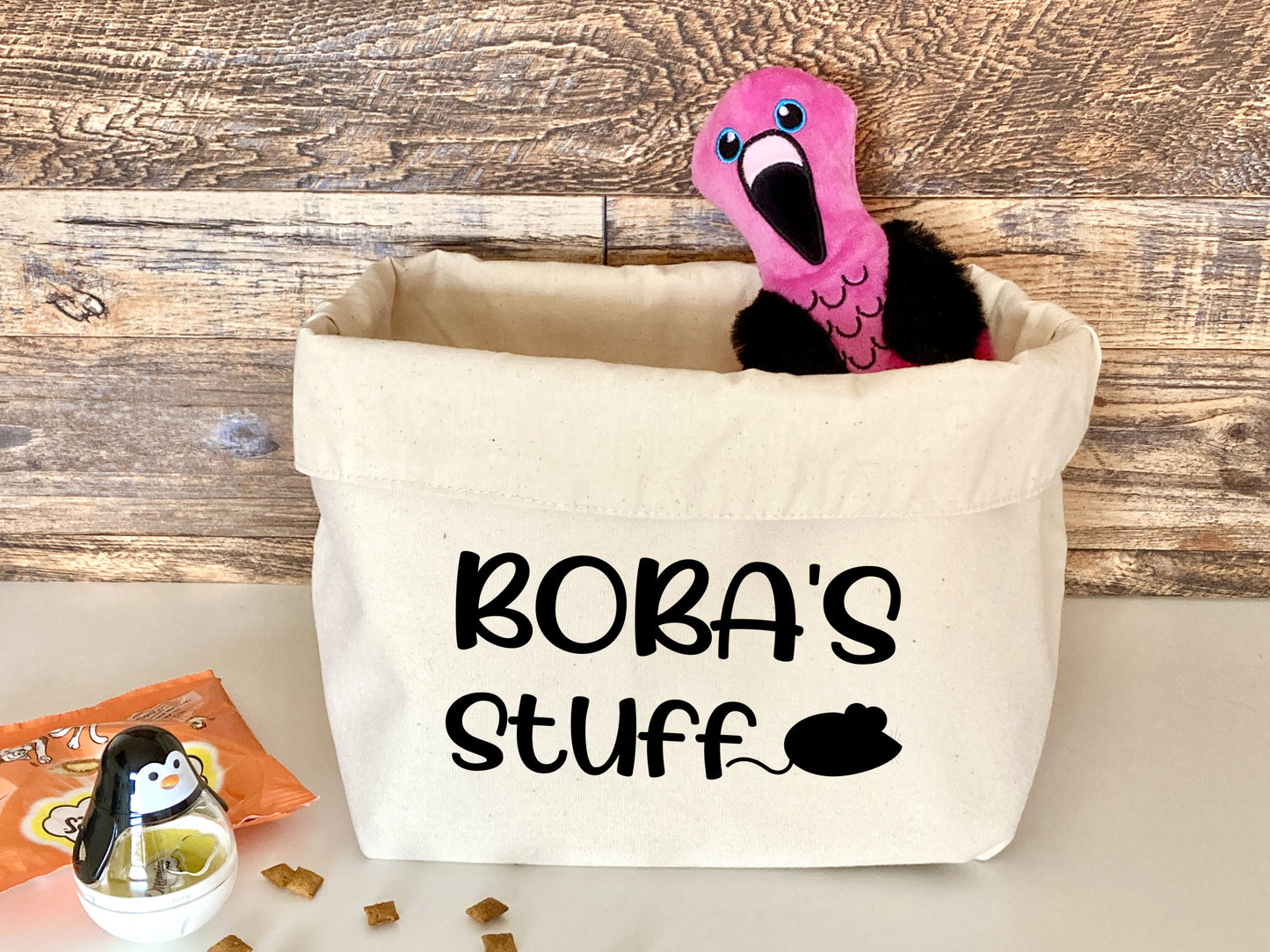 Personalised pet toy basket, canvas organiser, cat or dog treat storage, dog toy box, cat Toy Basket, new Puppy Gift, pet gift, custom pet