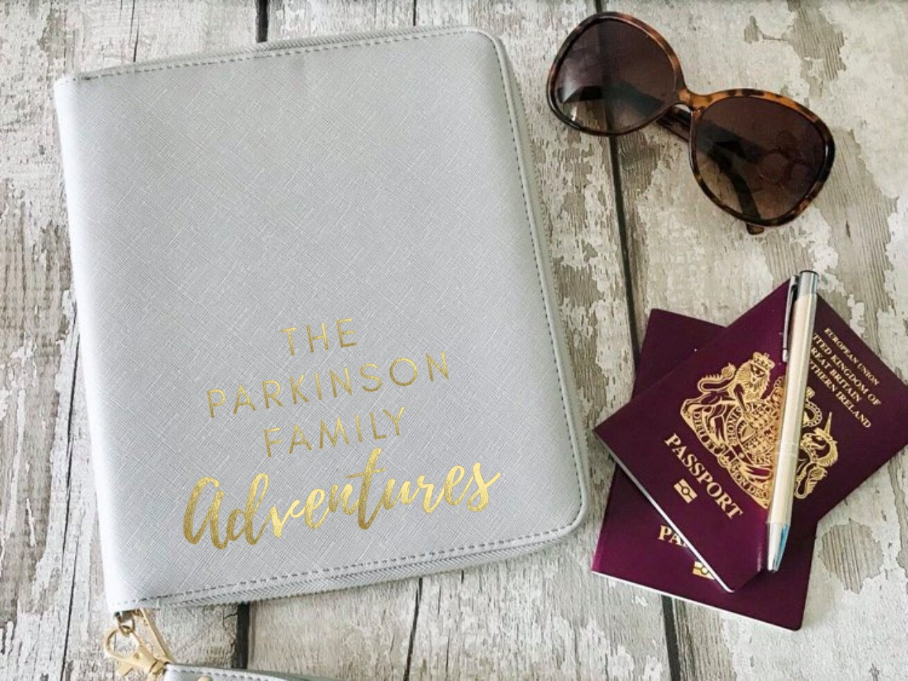 Travel document holder, family adventures, gift for couples, passport ticket folder, vegan faux leather, holiday organiser, travel wallet