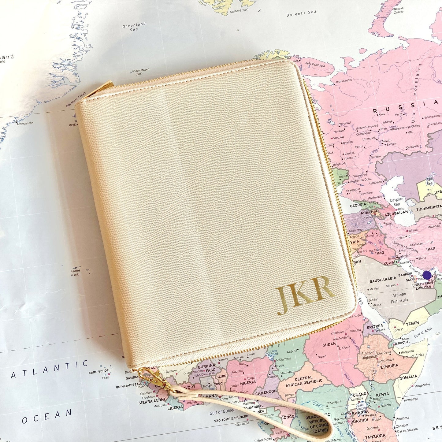 Travel document folder, personalised initials, corporate travel, executive gift, vegan faux leather, gift for him, business travel wallet