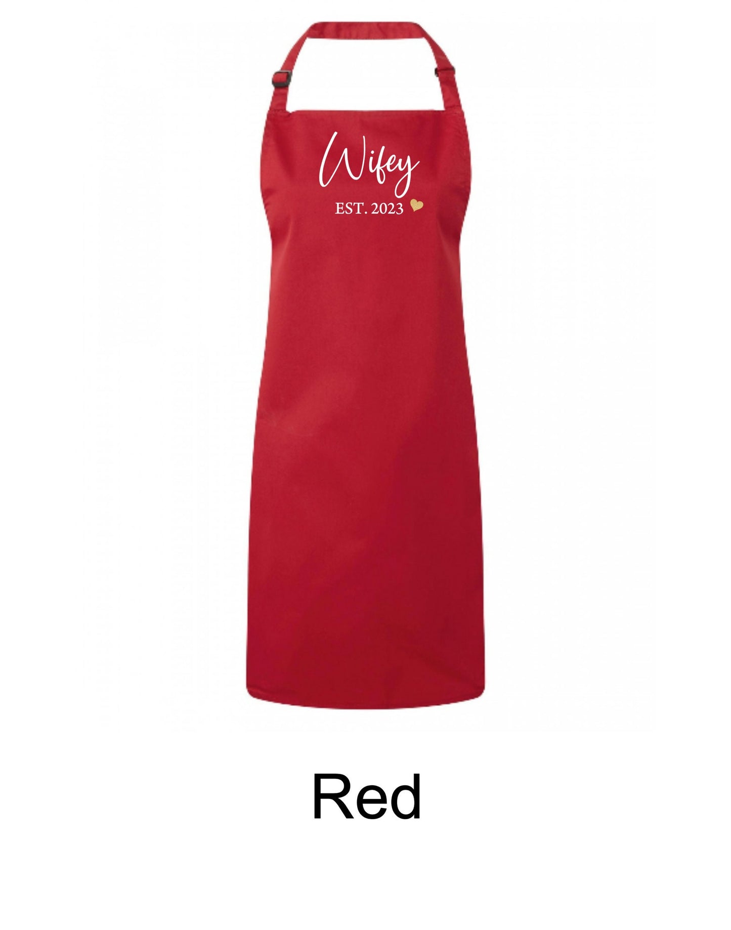 Couples Set of 2 Aprons - Hubby Wifey - Personalised 2nd Wedding Anniversary Gift -  Est year - wedding present husband wife
