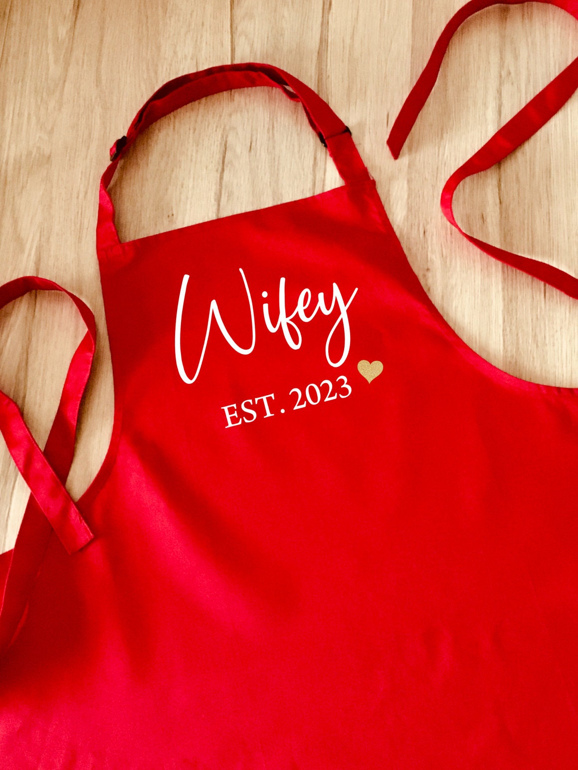 Couples Set of 2 Aprons - Hubby Wifey - Personalised 2nd Wedding Anniversary Gift -  Est year - wedding present husband wife