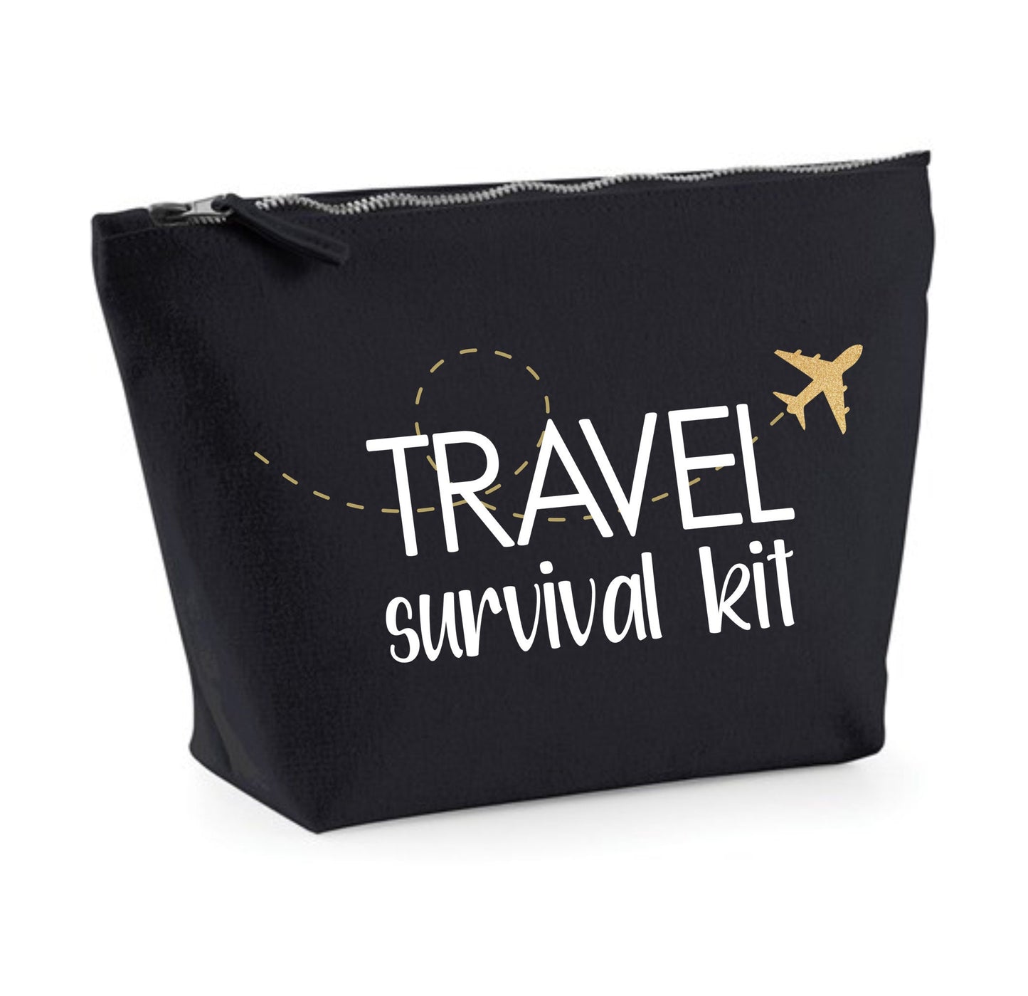 Flight Survival Kit, canvas zip pouch, travel essentials, gift for travellers, Long haul flight bag, In-Flight Bag