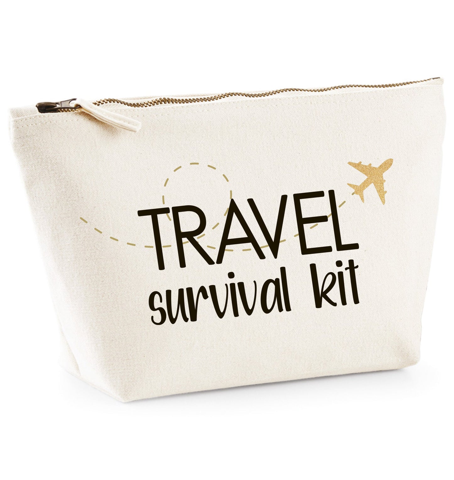 Flight Survival Kit, canvas zip pouch, travel essentials, gift for travellers, Long haul flight bag, In-Flight Bag