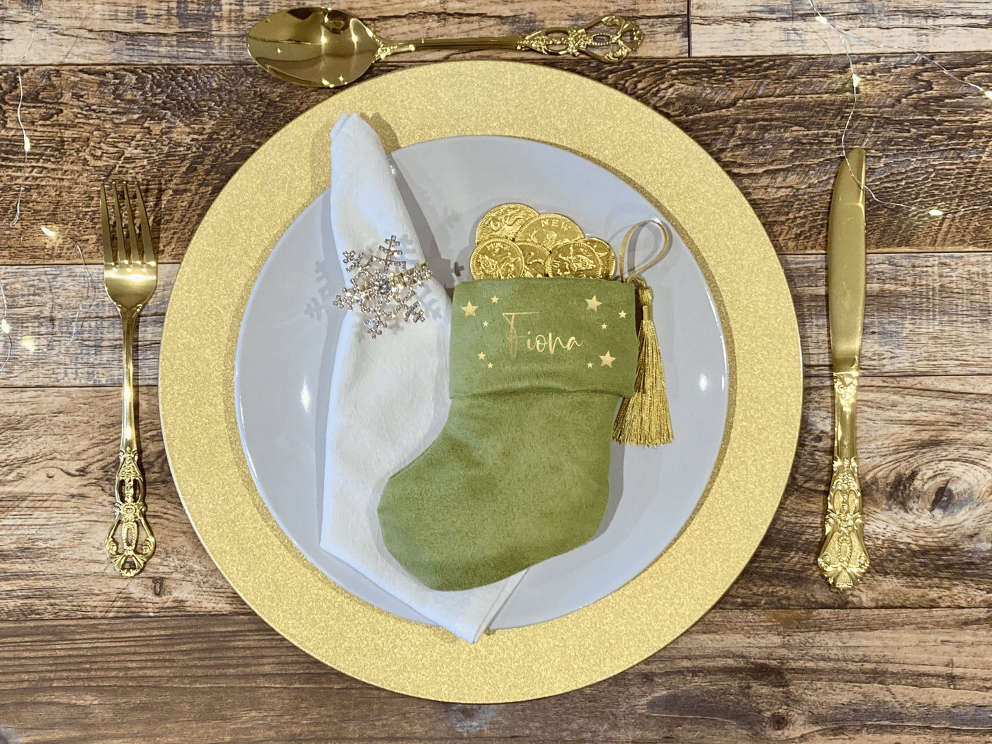 Luxury Personalised Mini Stocking, Cute Place Settings, Party Favour, Faux suede Christmas stocking, Table decoration, Pet Stocking