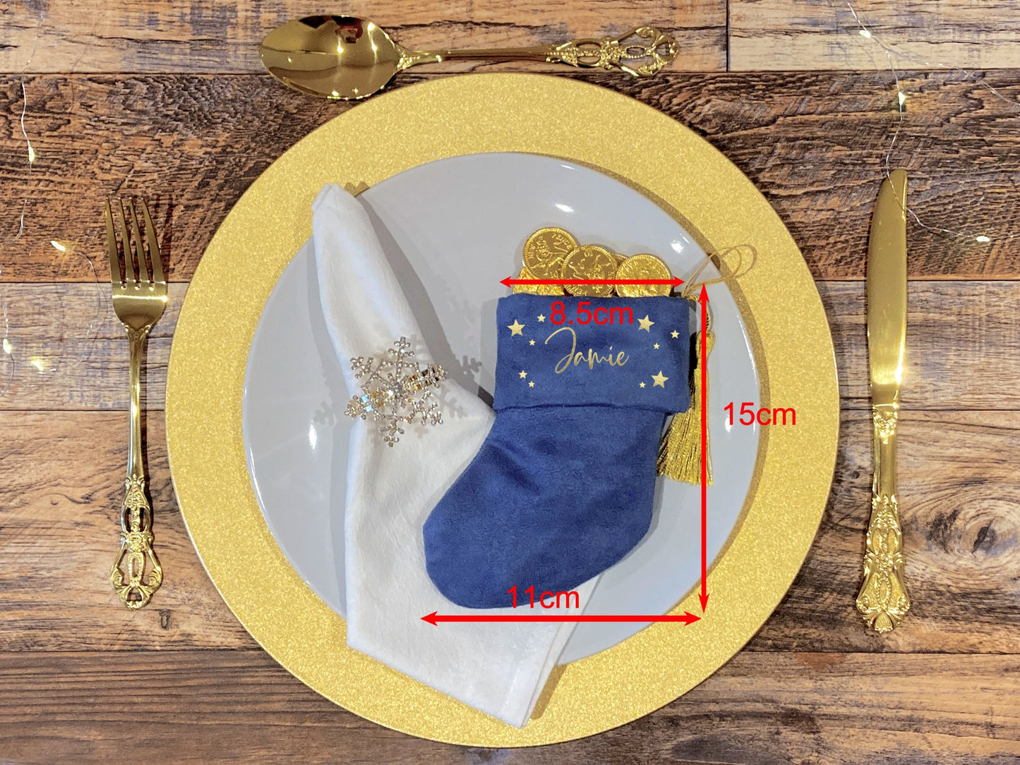 Luxury Personalised Mini Stocking, Cute Place Settings, Party Favour, Faux suede Christmas stocking, Table decoration, Pet Stocking