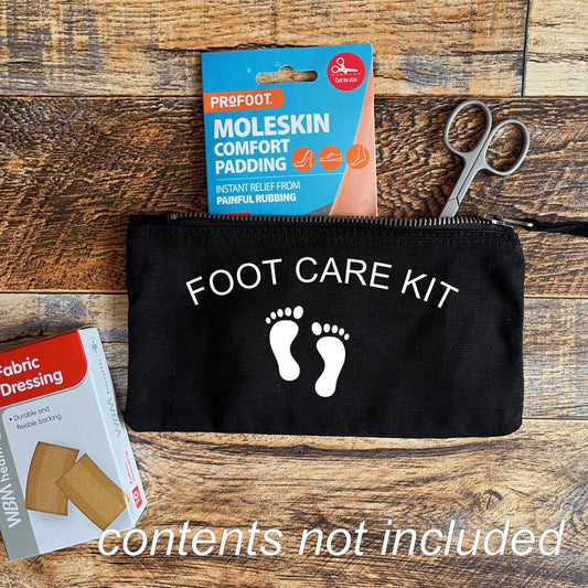 Walking Survival Kit, canvas zip pouch, hiking essentials, gift for walkers, foot care kit pouch,