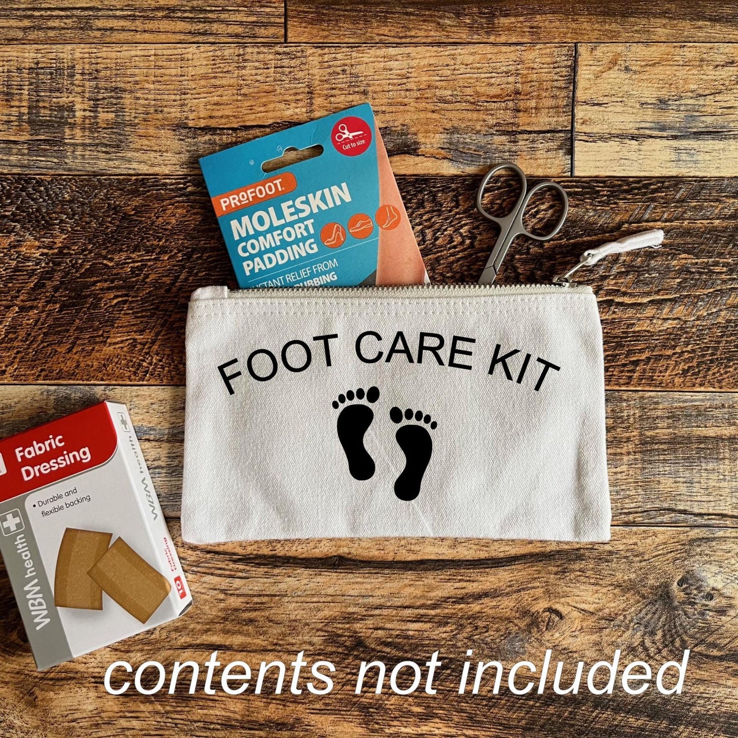 Walking Survival Kit, canvas zip pouch, hiking essentials, gift for walkers, foot care kit pouch,