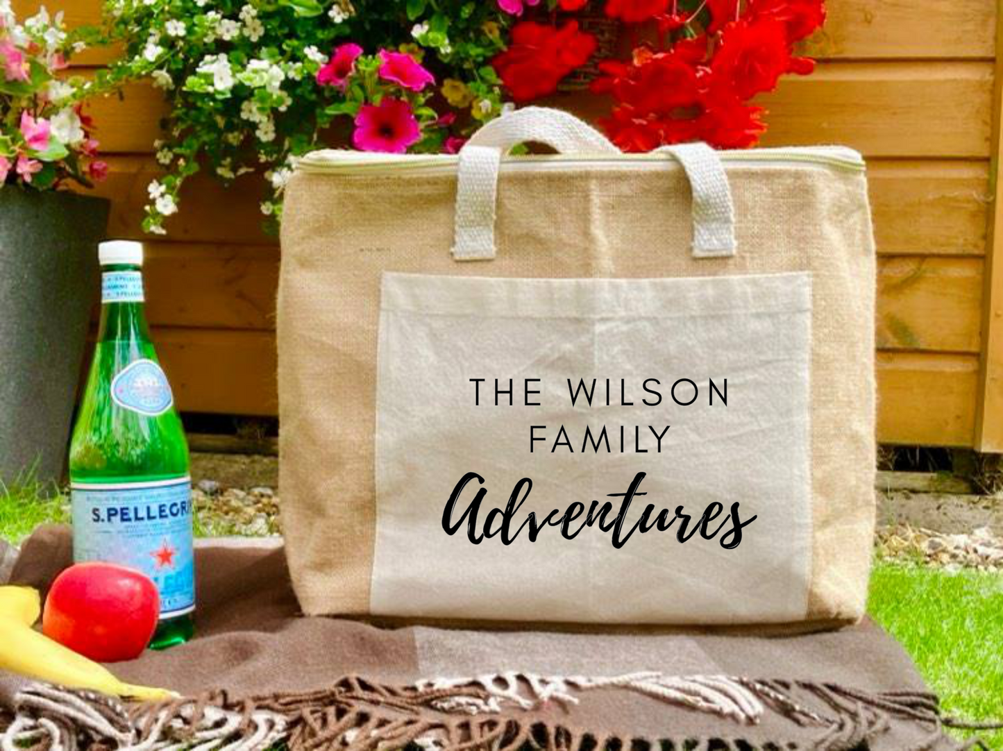 Jute Picnic Cool Bag - Family Adventure